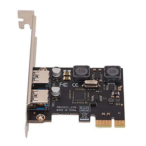 Bewinner PCI-E auf 2 Ports USB 3.0-Erweiterungskarte, PCI Express USB 3.0-Erweiterungskarte, 5 GB Stabile Datenübertragung, 2 A Unabhängige Stromversorgung für Desktop-PC für von Bewinner