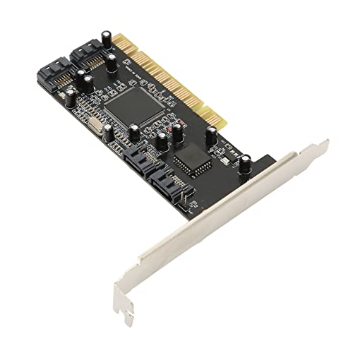 Bewinner PCI-auf-4-Port-SATA-Karte, 4-Kanal-PCI-SATA-Controller mit 1,5-Gbit/s-Übertragung, Festplattenlaufwerk, Einfach zu Installierende SATA-Erweiterungskarte für Desktop-PC von Bewinner