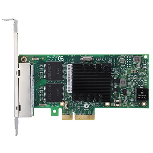 Bewinner PCIE Netzwerkadapter, 10/100/1000Mbps Server Gigabit Ethernet PCI Express Netzwerkkartenadapter, 4 Port RJ45 LAN Adapter Konverter für Desktop PC I350 T4 von Bewinner