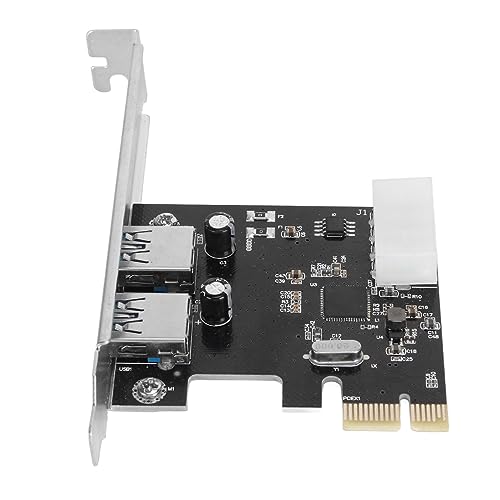 Bewinner PCIe-zu-USB3.0-Erweiterungskarte, 2 Ports, 5 Gbit/s, Plug-and-Play, PCIe-Controller für Desktop-PC mit Großer 4-Pin-Stromversorgung von Bewinner