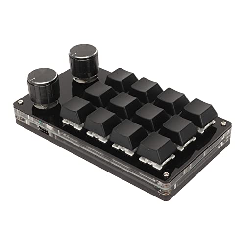 Bewinner Programmierbare Tastatur mit 12 Tasten und 2 Knöpfen, Einhändige Mechanische Gaming-Tastatur, Kabelgebundene USB-Wireless-Bluetooth-OSU-Tastatur, -Tastatur für Gaming von Bewinner