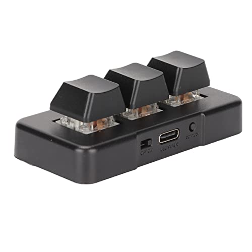 Bewinner Programmierbare USB Tastatur, Bunte Hintergrundbeleuchtete 3 Tasten Mechanische Gaming Tastatur, Makro Programmierung, Plug and Play, Makro Tastatur für Computer von Bewinner