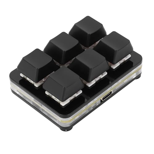 Bewinner RGB Mechanische Tastatur Typ C, 6 Tasten DIY Programmierbare Kabelgebundene Kompakttastatur mit RGB-Lichtern, Roter Schalter für Büro-Gaming-Musik-Industriesteuerung (Black) von Bewinner
