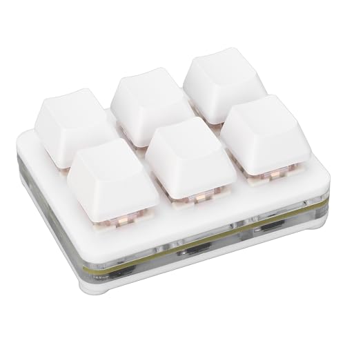 Bewinner RGB Mechanische Tastatur Typ C, 6 Tasten DIY Programmierbare Kabelgebundene Kompakttastatur mit RGB-Lichtern, Roter Schalter für Büro-Gaming-Musik-Industriesteuerung (White) von Bewinner