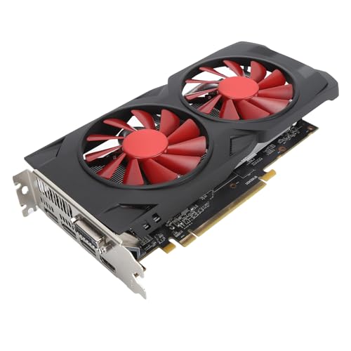 Bewinner RX580-Grafikkarte, 8 GB GDDR5 256-Bit-Computer-GPU-Grafikkarte, HDMI 3DP-Ausgang, PCI Express 3.0 mit Dual-Lüfter, PC-Grafikkarte für Büro und Gaming von Bewinner