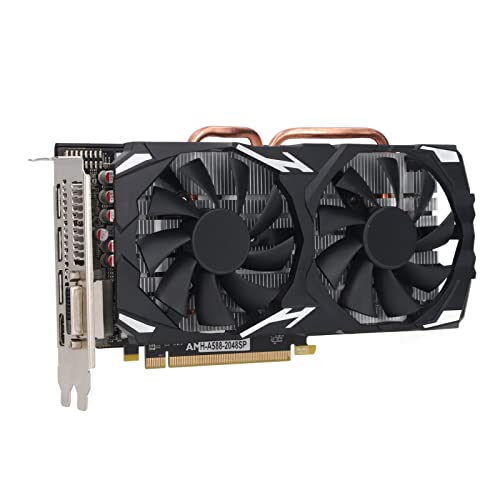 Bewinner RX580-Grafikkarte 8 GB, GDDR5 256-Bit-Computergrafikkarte mit Zwei Lüftern 1284 MHz 7000 MHz Desktop-Computerspiel Diskrete Grafikkarte mit HDMI, DP X 3, DVI von Bewinner