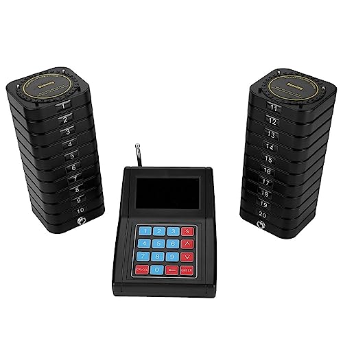 Bewinner Restaurant Pager System, Restaurant Pager Unterstützungssummer Vibrations LED Licht, Drahtloses Fernrufsystem, mit 1 Sender + 20 Empfänger, für Cafe Hospital Clinic School Bewinner Restaurant Pager System, Restaurant Pager Unterstützungssummer Vibrations LED Licht, Drahtloses Fernrufsystem, mit 1 Sender + 20 Empfänger, für Cafe Hospital Clinic School von Bewinner