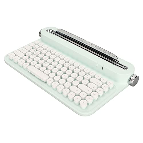 Bewinner Retro Schreibmaschinentastatur mit Tablet Ständer, 86 Tasten, Tragbare Bluetooth Tastatur mit ESC Tastenkappe, Runde Punk Tastenkappen, Vintage Gaming Tastatur für PC, Laptop, (Minzgrün) von Bewinner