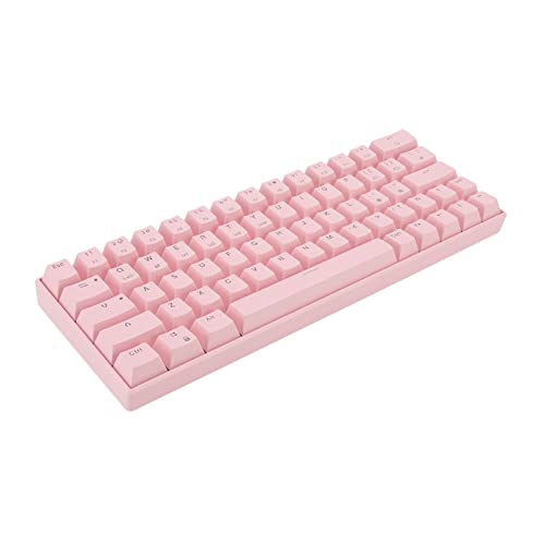 Bewinner Rosa Mechanische Tastatur mit 64 Tasten, 5 V DC, Unterstützt Kabellose 2,4 G 3.0 5.0 Typ C Kabelgebundene Gaming-Tastatur für OS (Roter Schalter) von Bewinner
