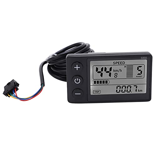 Bewinner S866 LCD-Hintergrundbeleuchtungsanzeige für Elektrofahrräder, 24-V-36-V-48-V-Elektroroller-Bedienfeld mit SM-Stecker und Displayhalterung für die Fahrradmodifikation von Bewinner