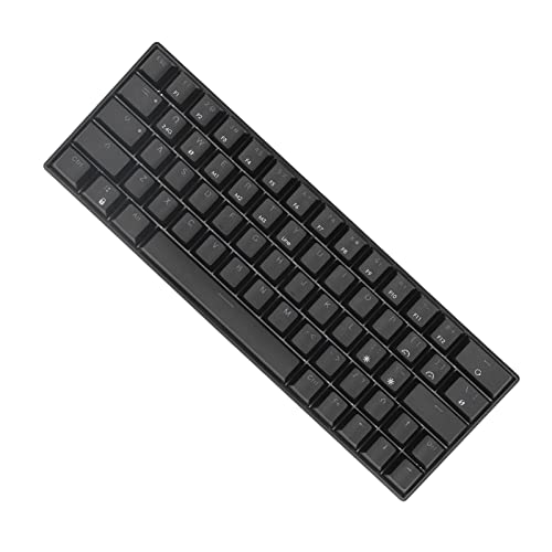 Bewinner Schwarze Mechanische Gaming Tastatur, Kompakte Tastatur mit 64 Tasten, Wiederaufladbare 2,4 G Tastatur, Kabelgebundene USB C Gaming Tastatur für IOS (Linearer Aktionsschalter) von Bewinner