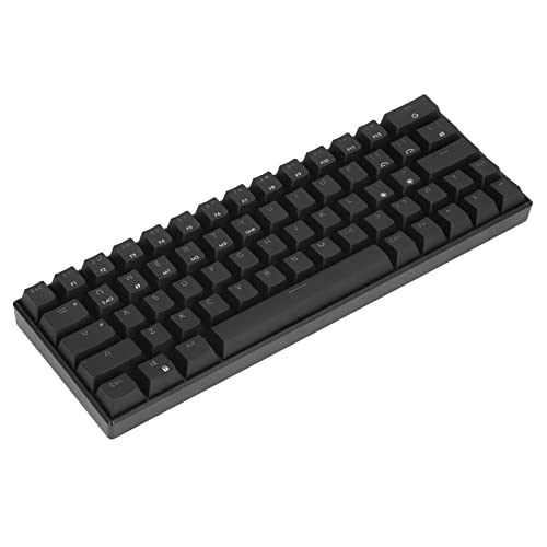 Bewinner Schwarze Mechanische Gaming Tastatur, Kompakte Tastatur mit 64 Tasten, Wiederaufladbare 2,4 G Tastatur, Kabelgebundene USB C Gaming Tastatur für IOS (Roter Schalter) von Bewinner