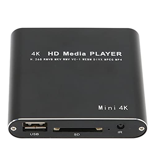 Bewinner Tragbarer 4K Media Player, 1080P HD AV USB HDMI Media Player mit Fernbedienung, Digitaler RMVB MKV RM MP4 Player, Unterstützt Bis zu 5000 G Externe Festplatte für von Bewinner