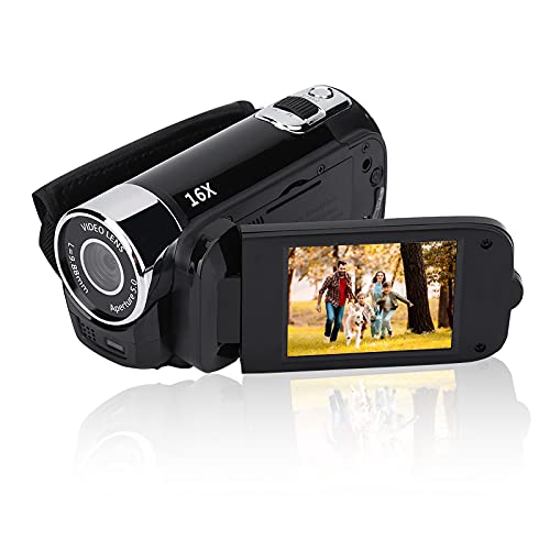 Bewinner Tragbarer Digitaler Camcorder, Full HD-Camcorder Unterstützung 32G Karte 270 ° Rotation 1080P 16X High Definition Video DV Kamera für Home Party, Picknick im Freien, Camping(EU Black) von Bewinner