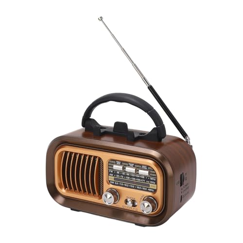 Bewinner Tragbarer Retro-Radio-Lautsprecher, Multifunktionales Bluetooth-Vintage-Radio mit Handyhalter, FM AM SW 3-Band-Radio Im Altmodischen Klassischen Stil für Zuhause, , von Bewinner