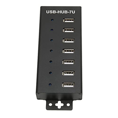 USB 2.0-Hub mit 7 Ports, Daten-USB-Hub in Industriequalität mit Netzteil Mehrfachschutz USB2.0-Multi-Interface-Hub für Laptop, Desktop-PC (EU-Stecker) von Bewinner