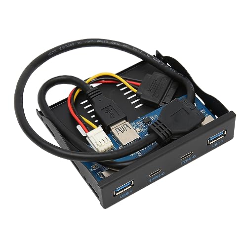 Bewinner USB 3.2-Frontplatten-Hub, 2 USB C 5 Gbit/s und 2 USB 3.2 Gen-Anschlüsse, Internes Metallplatten-Motherboard-Kabel für Win XP, Win 7 8 10 2003, OS X Laptop von Bewinner