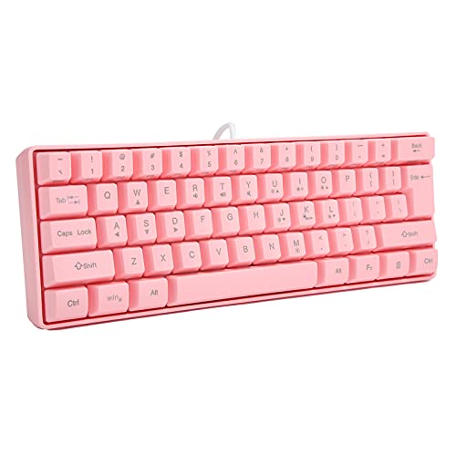 Bewinner V700 Pink Wired Gaming-Tastatur, 61 Gaming-Tasten RGB-Tastatur mit Hintergrundbeleuchtung für Desktops und Laptops, Universelle Ergonomische Tastatur von Bewinner