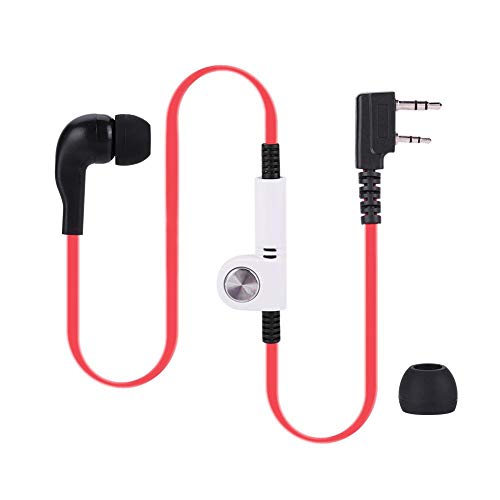 Bewinner Walkie-Talkie-Headset, 2-Pin K-Kopfhörer Ohrhörer Headset mit PTT-Mikrofon für Walkie-Talkie-Funkkopf K Geeignet für Polizeibeamte, Hotelwächter(Rot) von Bewinner