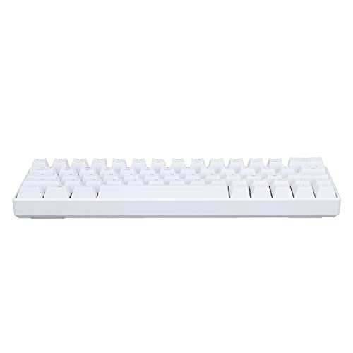 Bewinner Weiße Mechanische Gaming Tastatur, Kompakte 64 Tasten Tastatur, RGB 2.4G Wireless Tastatur, Kabelgebundene USB C Gaming Tastatur für IOS (Roter Schalter) von Bewinner