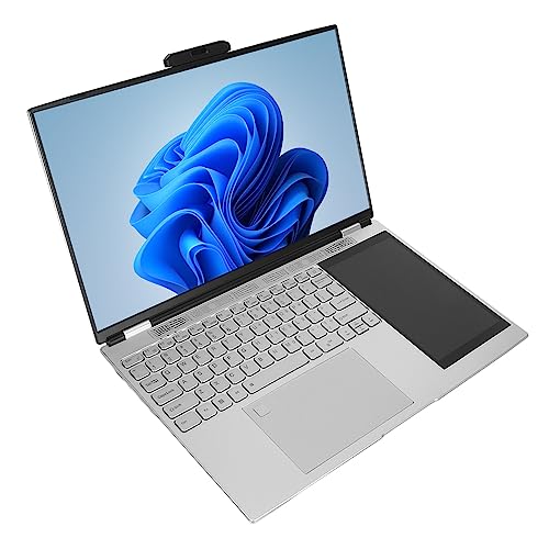 Bewinner Win11 Laptop mit Doppeltem Bildschirm, 15,6 Zoll IPS HD Display, 7 Zoll Handschriftdisplay, Quad Core Prozessor, 16 GB, Dualband WLAN, 1,9 MP Webcam, HD Laptop mit (16 GB + 512 GB von Bewinner