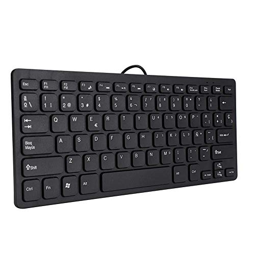 Bewinner Wired Portable Spanish Keyboard, 78 Tasten Einfache Tastaturbelegung Anti-Ghosting-spritzwassergeschützte Tastatur für Office-Spiele von Bewinner