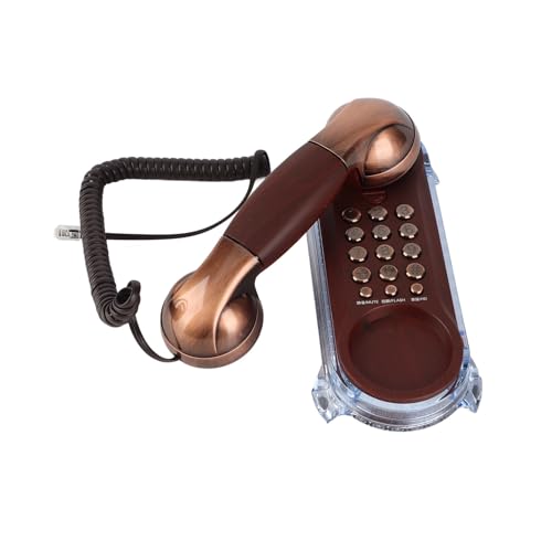 Bewinnner Europäisches Retro Telefon,Schnurgebundenes Antikes Wandtelefon,Festnetztelefon für Zuhause mit Metallbeschaffenheit/Verschleißfestigkeit/Doppelaufstellung(Rotes Kupfer) von Bewinner