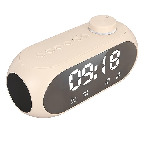 Bluetooth-Lautsprecher mit Uhr, FM-Radiowecker, RGB-Beleuchtung, Starker Bass, Wecker mit Temperatur- und Zeitanzeige (Weiß) von Bewinner