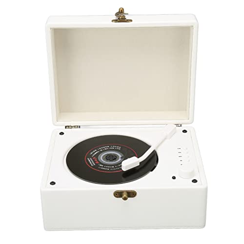 CD-Player, Tragbarer BT-Desktop-CD-Player mit Zwei Lautsprechern, Stereo-Sound für Zuhause, Grammophon, Vintage-Retro-Stil, CD-Plattenspieler mit Fernbedienung (Weiss) von Bewinner