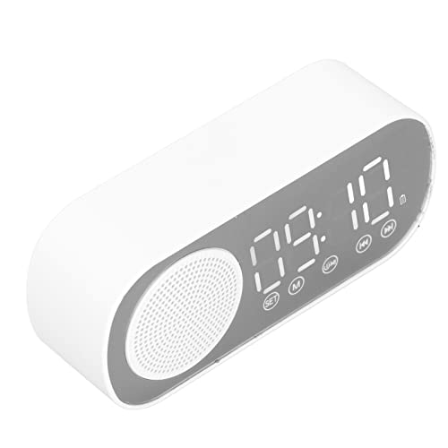 Digitaler Wecker für Schlafzimmer, 3-in-1-Wecker, HiFi-FM-Radio, Wiederaufladbarer Bluetooth 5.0-Lautsprecher, Spiegeluhr mit LED-Anzeige für das Heimbüro von Bewinner