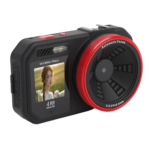 Doppelbildschirme Digitalkamera für Fotografie, 64MP Vlogging -Kameras 2,8 "Bildschirm mit 18x ​​digitalem Zoom, Kompakt -Autofokus -Videokamera für die Reise (Black) von Bewinner