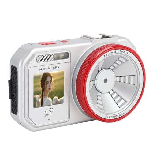 Doppelbildschirme Digitalkamera für Fotografie, 64MP Vlogging -Kameras 2,8 "Bildschirm mit 18x ​​digitalem Zoom, Kompakt -Autofokus -Videokamera für die Reise (Silver) von Bewinner