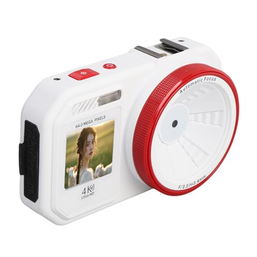 Doppelbildschirme Digitalkamera für Fotografie, 64MP Vlogging -Kameras 2,8 "Bildschirm mit 18x ​​digitalem Zoom, Kompakt -Autofokus -Videokamera für die Reise (White) von Bewinner