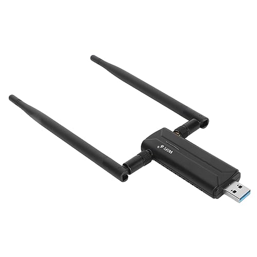 Drahtloser USB WLAN Adapter, 802.11AX Dreifachband WLAN Netzwerkadapter mit Zwei 6 dBi Antennen, WiFi6E WLAN Adapter für Win 10 11 von Bewinner