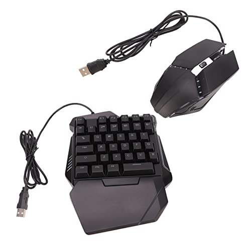 Einhand-Gaming-Tastatur und -Maus-Kombination, 35 Tasten, RGB-Hintergrundbeleuchtung, Mechanische Einhand-Tastatur mit Handballenauflage, Professionelle Gaming-Maus, Tragbare Spieltastatur und Mäuse-S von Bewinner