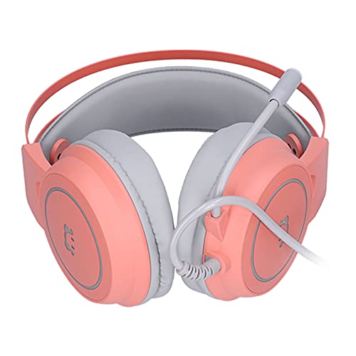 Gaming Headset, Full Wrap Over The Head Gaming Ohrhörer, Surround Stereo Sound Kabelgebundener Kopfhörer mit Mikrofon, Bequem und Atmungsaktiv, für Gamer, Zuhause (Pfirsich) von Bewinner