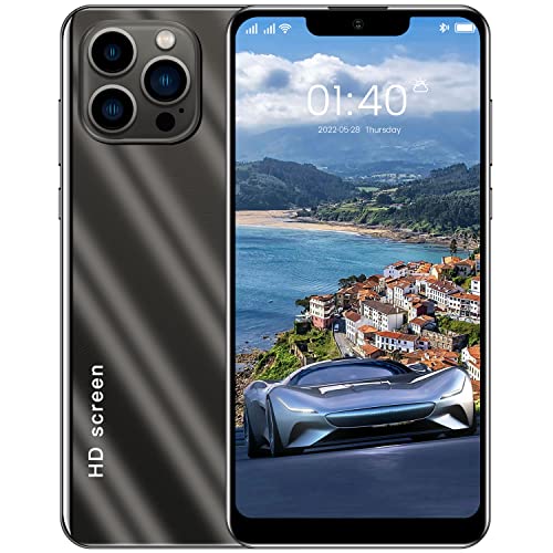 IP13 Pro Max Smartphone, Entsperrtes Mobiltelefon mit Gesichtserkennung, 6,1 Zoll FHD Bildschirm, 3 GB RAM 32 GB ROM, 2800 mAh Akku, Dual SIM Prepaid Smartphone, Entsperrtes GSM Smartphone(Schwarz) von Bewinner