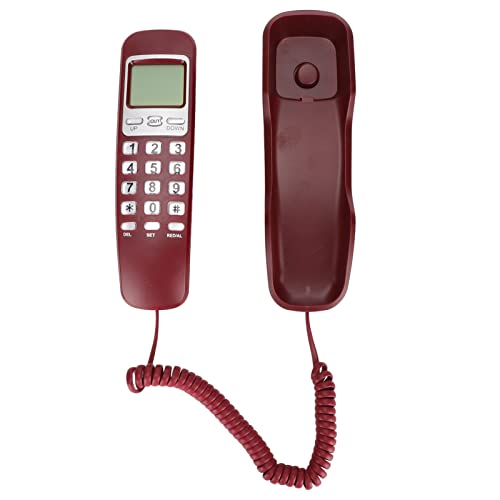 KXT333CID Schnurgebundenes Wandtelefon, Multifunktions-Retro-Wandtelefon mit LCD-Display für das Home Office Im Hotel (Rot) von Bewinner