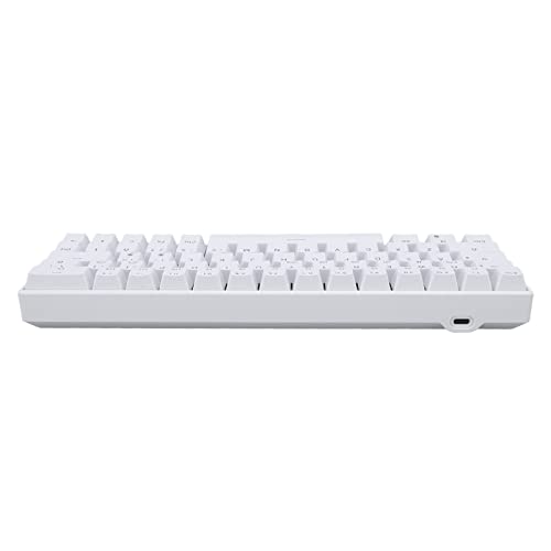Kabellose Mechanische Tastatur mit 64 Tasten, 2,4 G BT3.0 5.0 Typ C Kabelverbindung Ergonomisches Design Gaming-Tastatur 1800 MAh Batterie Weiße Tastatur (Brauner Schalter) von Bewinner
