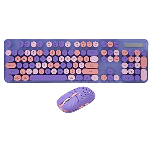 Kabellose Tastatur- und Maus-Kombination, Kabelloses USB-Computer-Tastatur- und Maus-Set, 3 DPI Einstellbar, 2,4 G Leise, Ergonomische Tastatur-Maus für Laptop-Computer-PC-Desktop (Mischfarbe Lila) von Bewinner