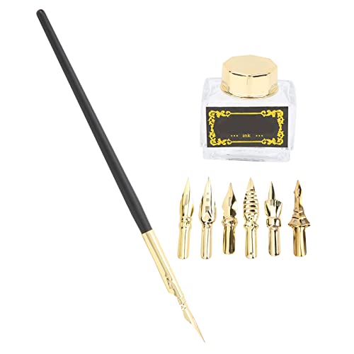 Kalligraphie-Stift-Set, Stift + Leere Tintenflasche + Stiftkopf, Kalligraphie-Set für Anfänger, Geeignet Zum Senden von Paaren, Älteren (SP124gold Gold) von Bewinner