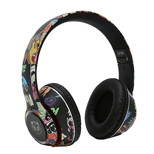 L750 Bluetooth Kopfhörer über Dem Ohr, Graffiti Bluetooth Headset mit Mikrofon, Kabelloses HiFi Stereo Headset für Reisen, Arbeit, Laptop, PC, Mobiltelefon von Bewinner