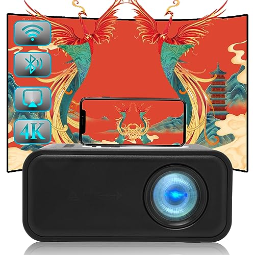 Projektor – Tragbarer 1080P-Full-HD-TFT-LCD-Projektor mit Lautsprecher, Familienkino-Projektor für IOS, Android, Laptop (Schwarz) von Bewinner