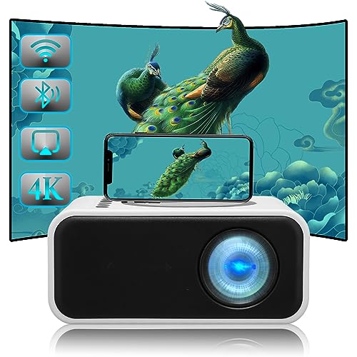 Mini-Projektor – Tragbarer 1080P-Full-HD-TFT-LCD-Projektor mit Lautsprecher, Familienkino-Projektor für IOS, Android, Laptop (Weiss) von Bewinner