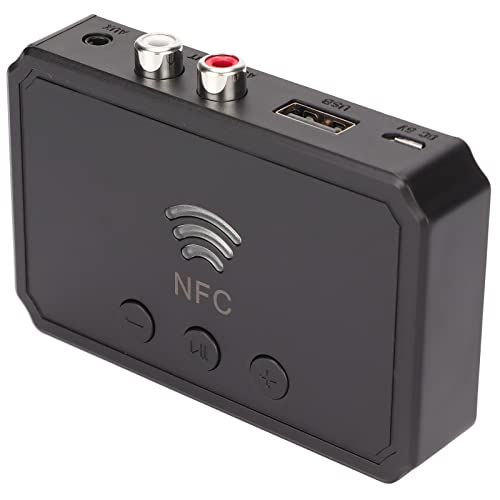NFC Bluetooth Audioempfänger, Bluetooth 5.0 Empfänger 3,5 mm AV Schnittstelle Multifunktionaler NFC Desktop Bluetooth Adapter für Soundsystem von Bewinner