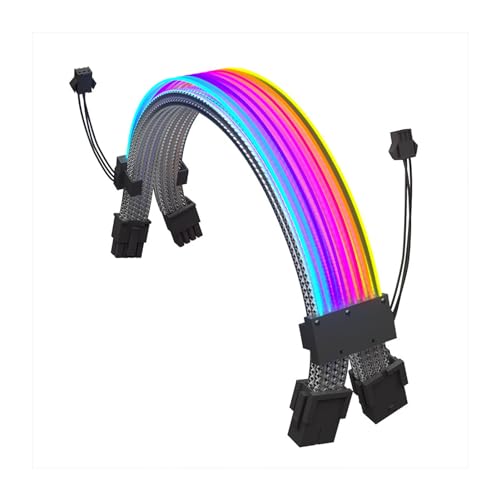 Bewinner RGB-Netzteilkabel, 8-polig PCIe-Kabel mit Doppelter LED-Helligkeit, Integriertes Design, Unabhängige Stromversorgung, Synchronisierung mit Aura Sync, RGB, Mystic Light Sync von Bewinner