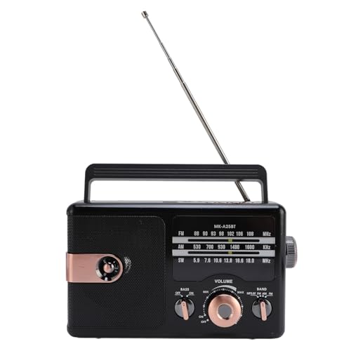 Retro BT Radio mit AM/FM/SW, 30H Playtime, Memory Card Slot & Enhanced Antenne - Tragbarer Multifunktionaler Lautsprecher für Reisen, ältere Geschenke, Notfallgebrauch (Black) von Bewinner