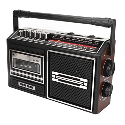 Retro Boombox mit Kassettenspieler, Tragbare AM FM Boombox Retro Home Audio Stereo Radio Kassettenrecorder Tragbares Radio für ältere Kinder(Silber EU) von Bewinner