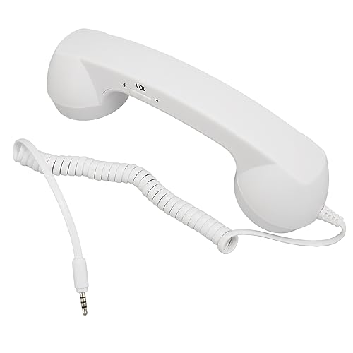 Retro-Handyhörer, Kabelgebundene Strahlungssichere Hörerempfänger, 3,5-mm-Telefonhörer-Handyhörer-Kopfhörer, Schnurgebundenes Telefon für Senioren (Weiß) von Bewinner
