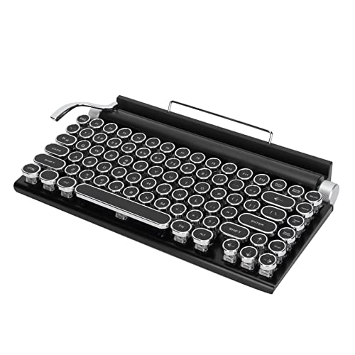 Retro Schreibmaschinentastatur mit LED Hintergrundbeleuchtung, Bluetooth 5.0 Mechanische Gaming Tastatur Im Retro Steampunk Vintage Stil mit 83 Tasten für Windows 2000/XP/Vista/7/8/10, für LINUX, für von Bewinner